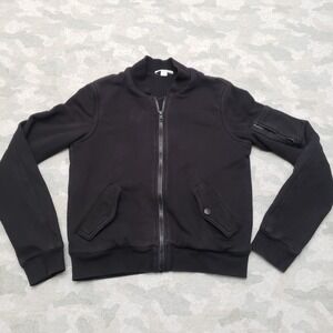 James Perse Black Zip-Front Bomber